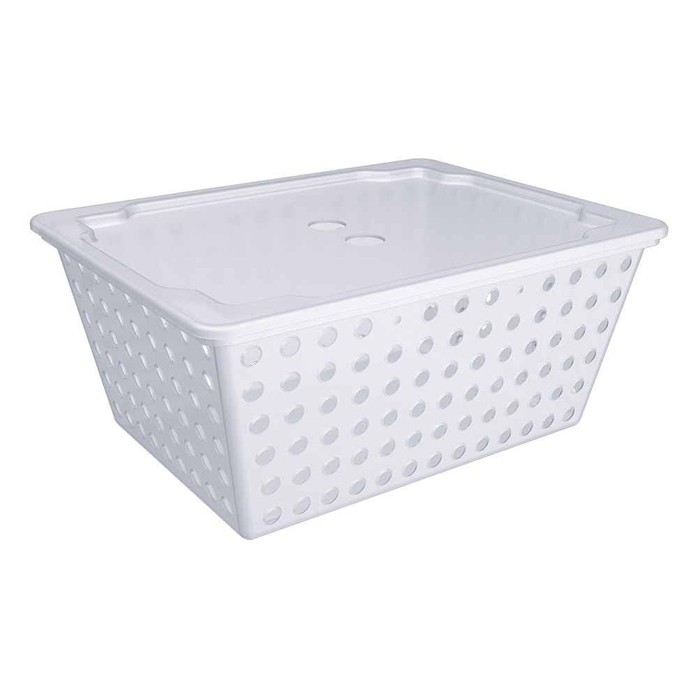 Coza Plastic Basket 12,9 L White with Lid 39 x 30 x 16,8 cm Organizer Made in Brazil