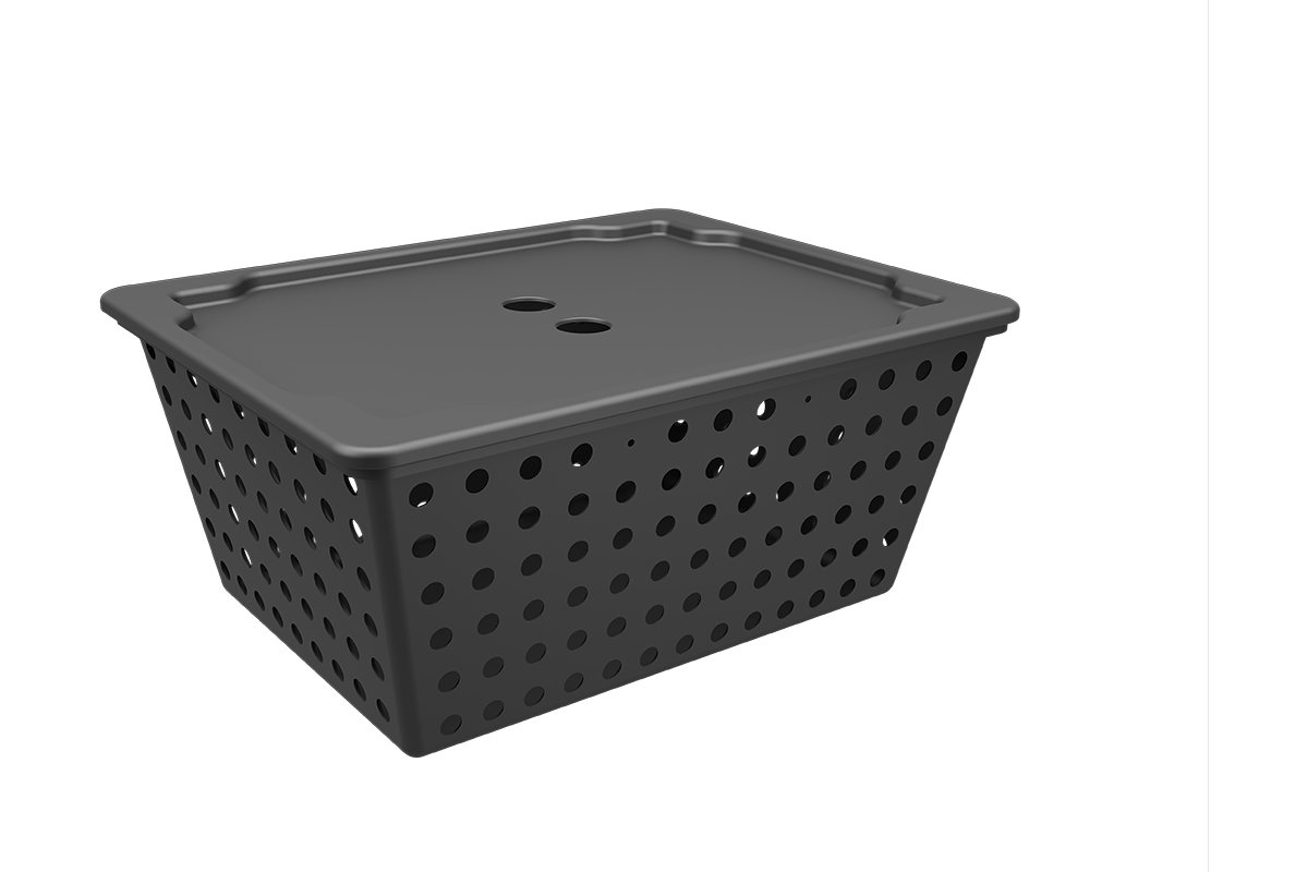 Coza Plastic Basket Black 12,9 L with Lid 39 x 30 x 16,8 cm Made in Brazil