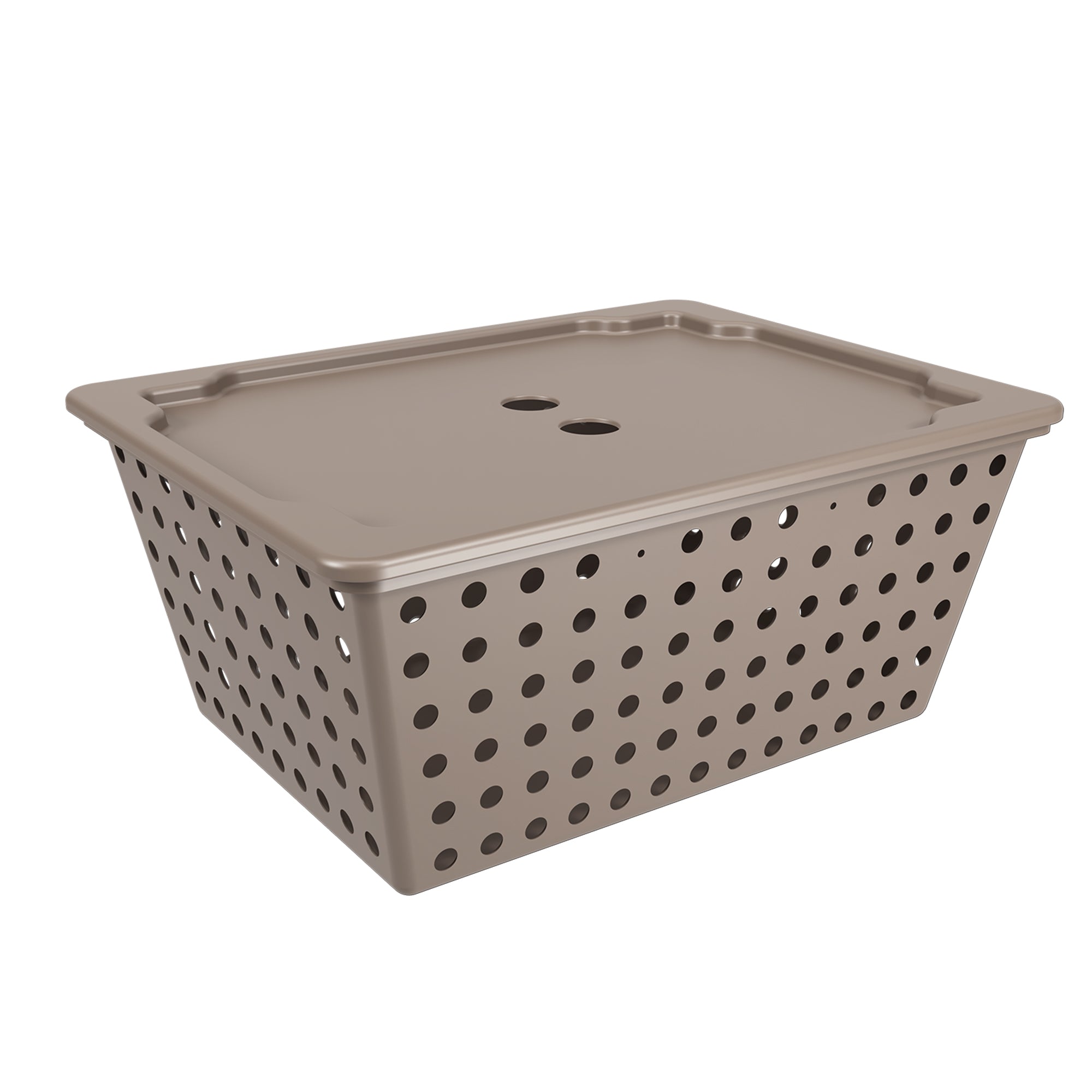 Coza Plastic Basket 12,9 L Beige with Lid 39 x 30 x 16,8 cm Organizer Made in Brazil
