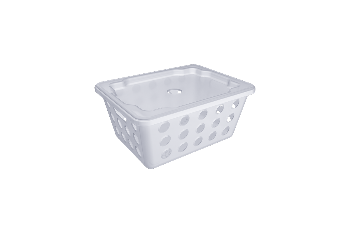 Coza Plastic Basket White 1,2 L   with Lid  18,6 X 14,2 X 8,6 cm   Organizer Made in Brazil