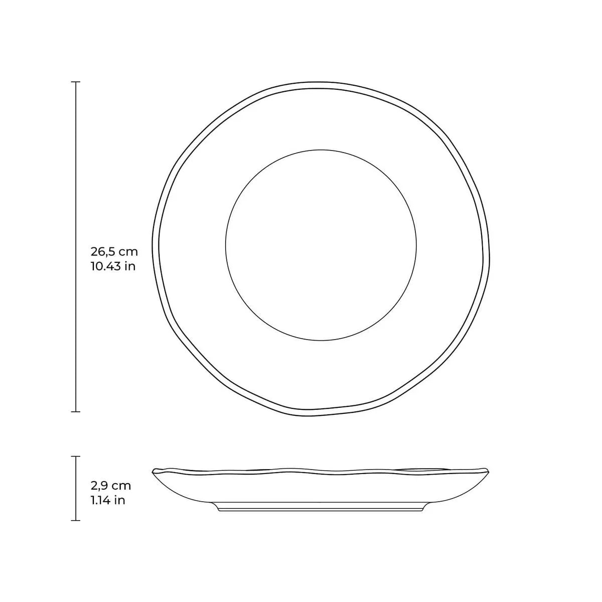 Dinner Plate Stoneware 26.5 cm Night Sky Colour Made in Brazil Organic Shape Porto Brasil Ceramic Make a Set