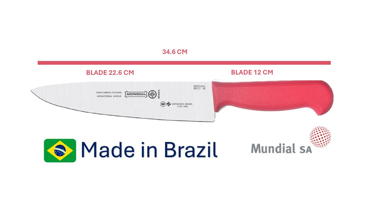 Professional Knife 9' Mundial High Carbon Stainless Steel Din 1.14116  54 - 57 HRC NSF Antibacterial Handle -  The Original Brazilian Knife