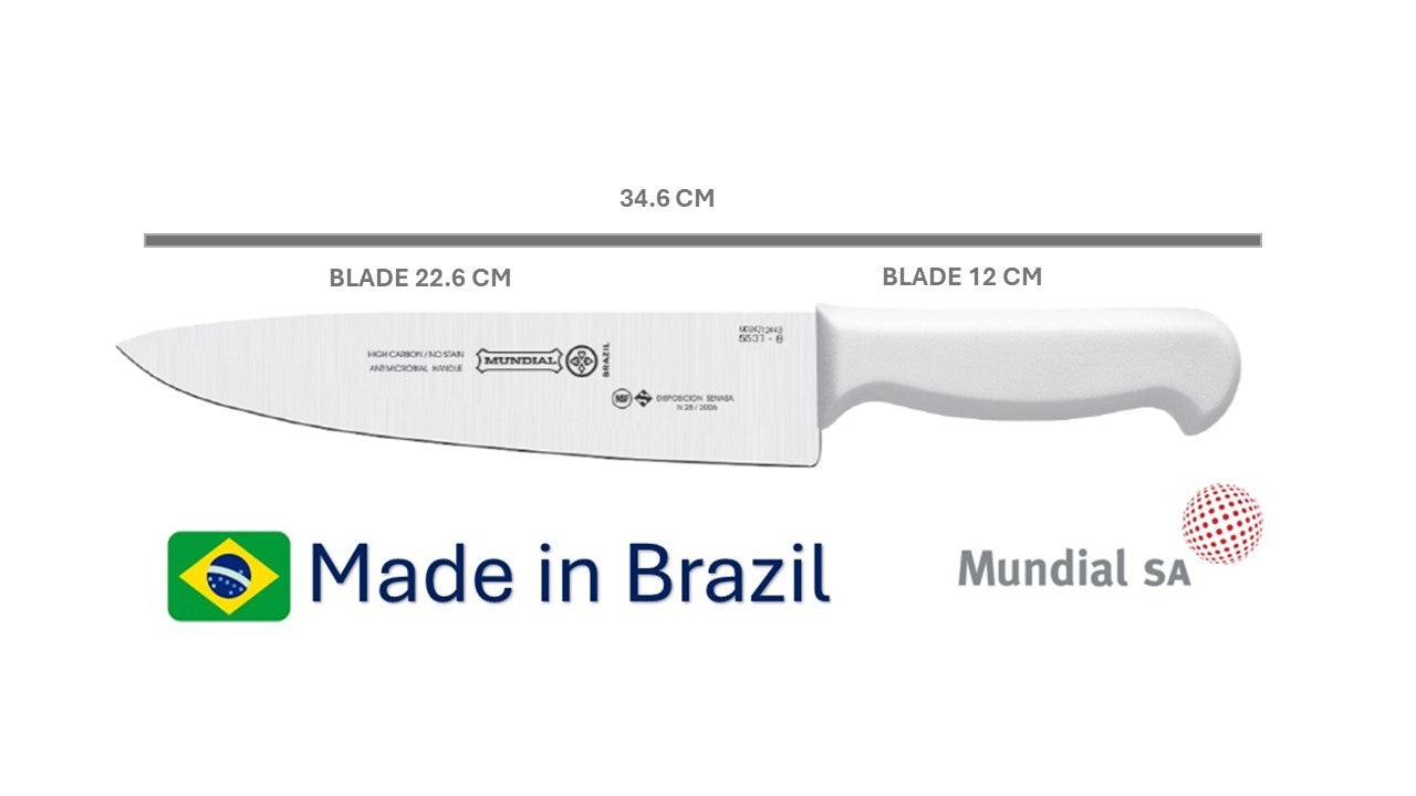Professional Knife 9' Mundial High Carbon Stainless Steel Din 1.14116  54 - 57 HRC NSF Antibacterial Handle -  The Original Brazilian Knife