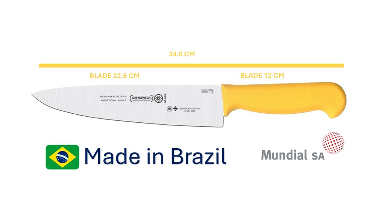 Professional Knife 9' Mundial High Carbon Stainless Steel Din 1.14116  54 - 57 HRC NSF Antibacterial Handle -  The Original Brazilian Knife