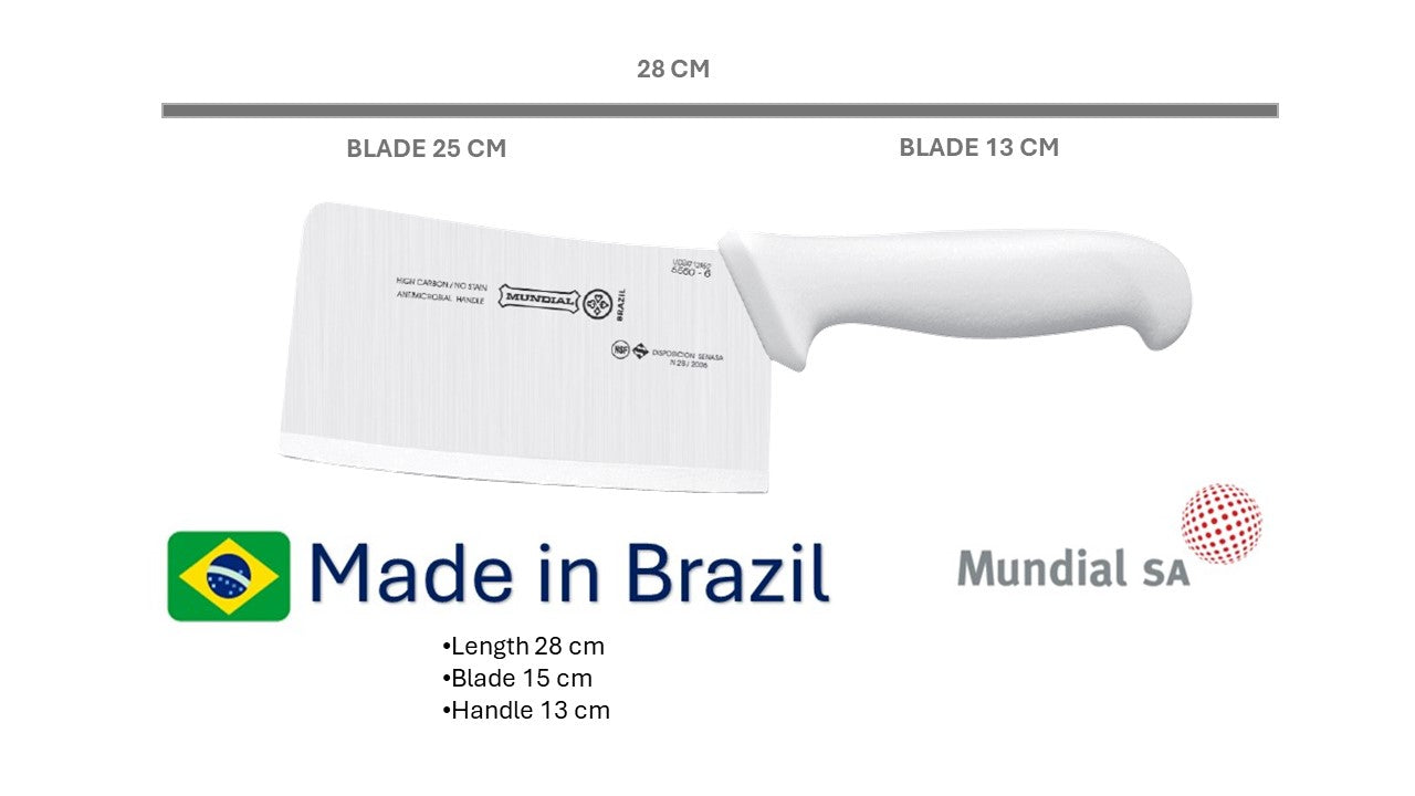 Professional Cleaver 6’ Mundial High Carbon Stainless Steel Din 1.14116 54 - 57 HRC NSF Antibacterial - The Original Brazilian Knife