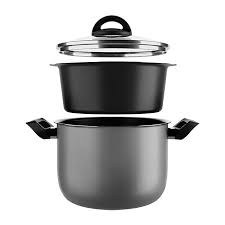 Brinox 20cm Non-stick Steamer for slow and healthy cooking - easy to handle and clean - 3 pieces with dual function - Made in Brazil