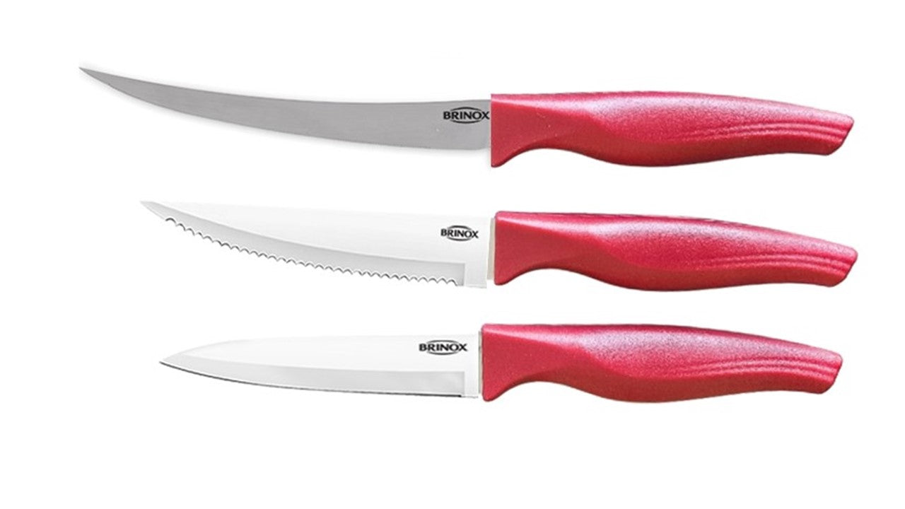 Brinox 3 pcs Knife Set - all you need affordability and functionality - precise and secure cutting.