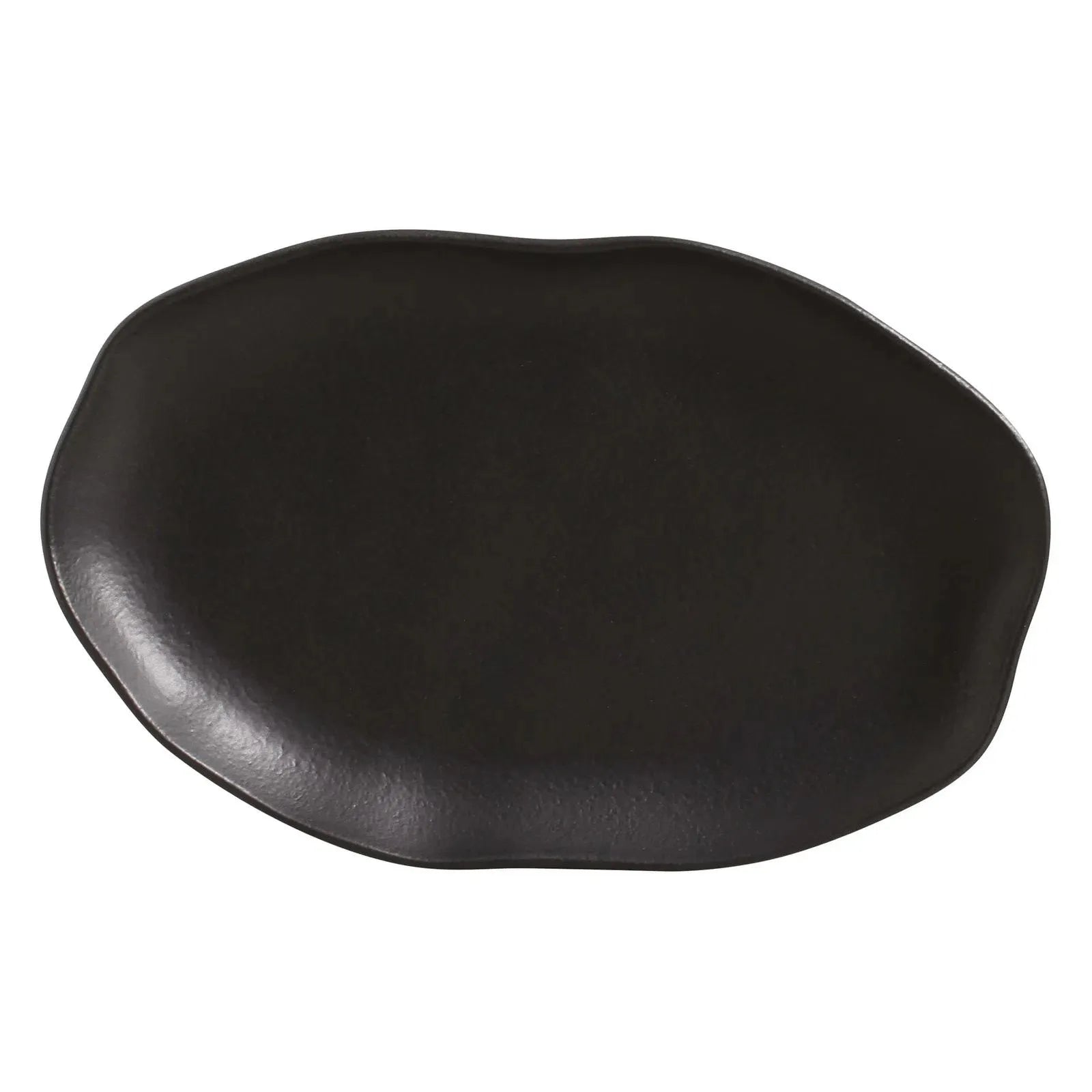 Platter Tray Shallow   Stoneware 30 cm x 20 cm  Black Matt Colour Made in Brazil Organic Shape Porto Brasil Ceramic Make a Set