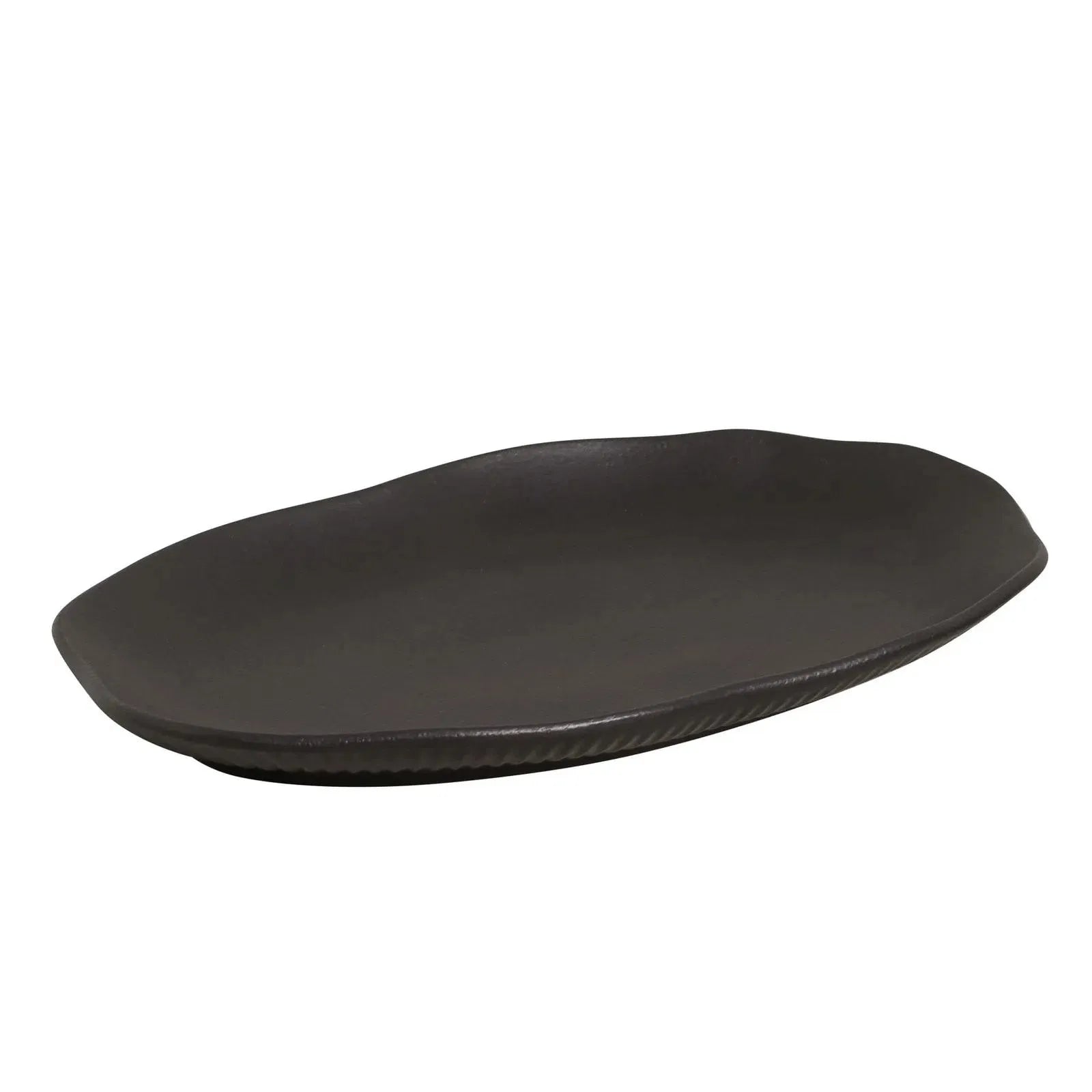 Platter Tray Shallow   Stoneware 30 cm x 20 cm  Black Matt Colour Made in Brazil Organic Shape Porto Brasil Ceramic Make a Set